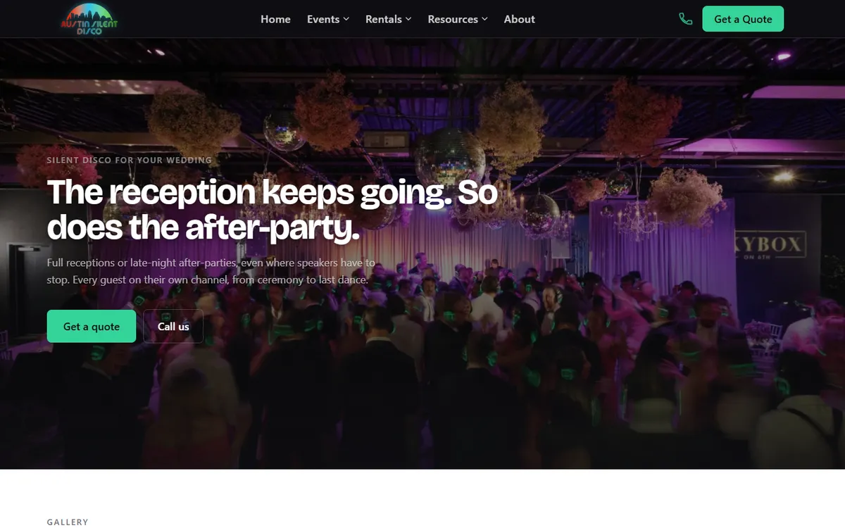 A Weddings event page